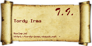 Tordy Irma névjegykártya